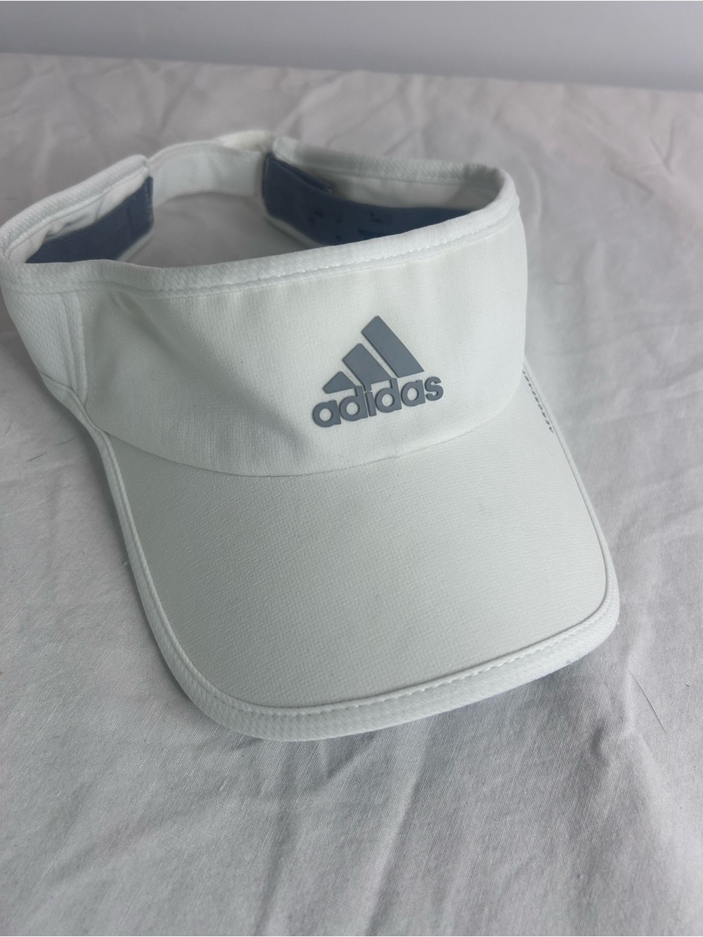 adidas White Visor with Gray Logo Accent